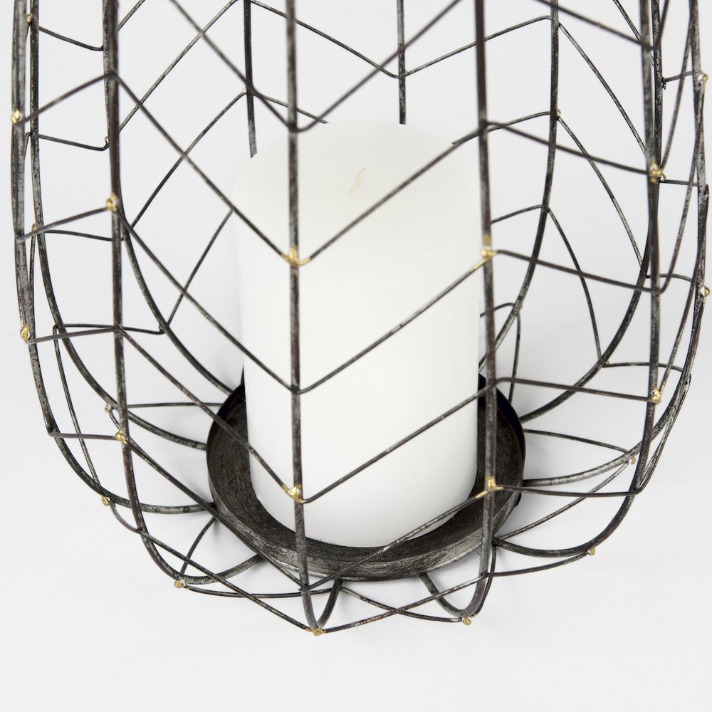 Petiole II Large Gold Toned Metal Table Candle Holder