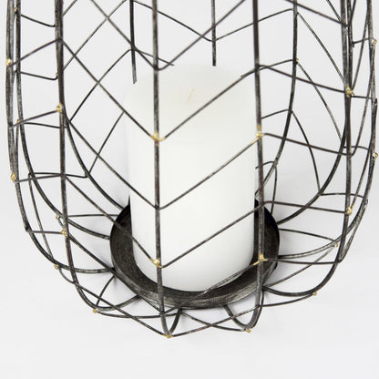 Petiole II Large Gold Toned Metal Table Candle Holder