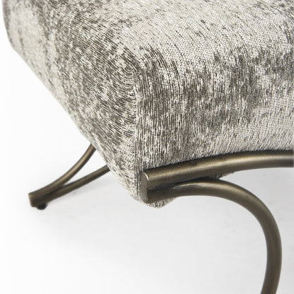 Light and Dark Gray Fabric Seat W/ Antique Gold Metal Frame Bench
