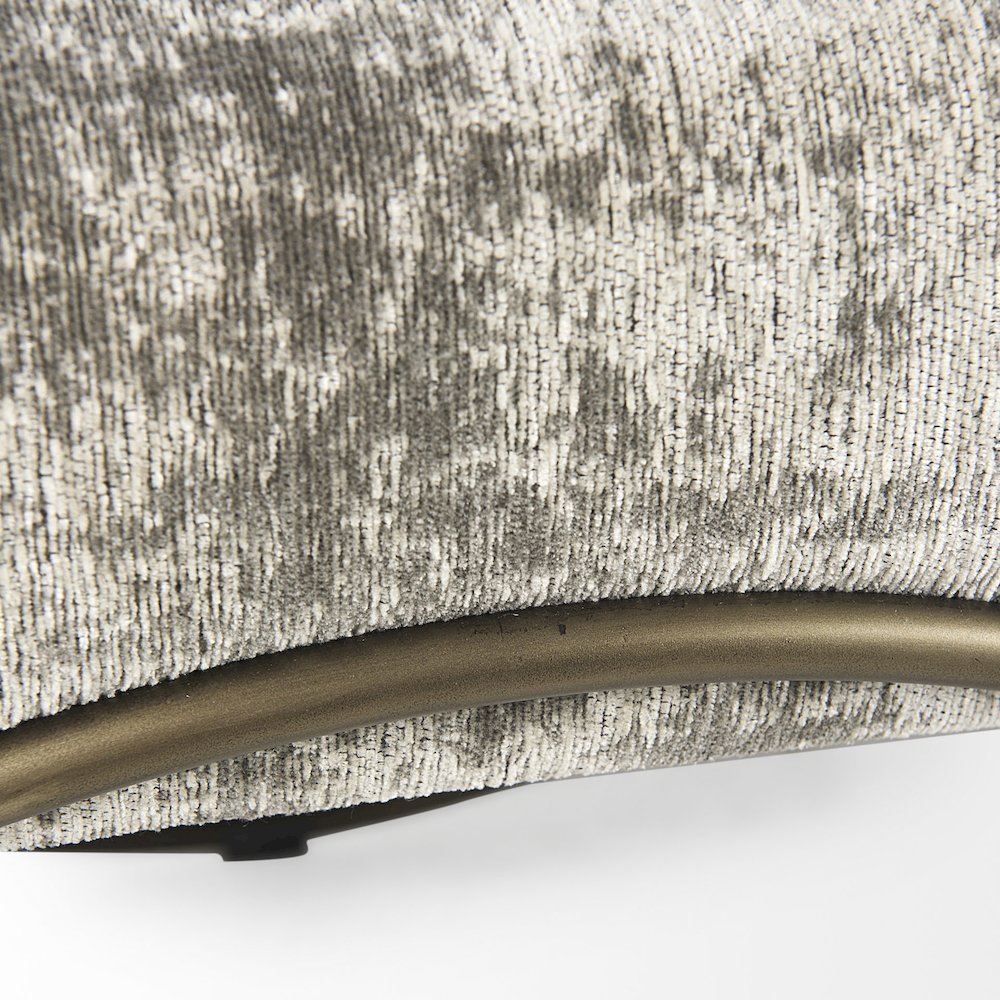 Light and Dark Gray Fabric Seat W/ Antique Gold Metal Frame Bench