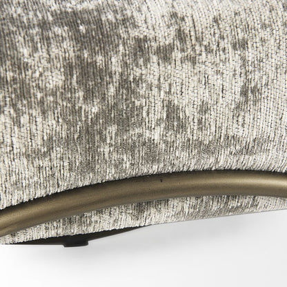 Light and Dark Gray Fabric Seat W/ Antique Gold Metal Frame Bench
