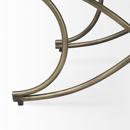 Light and Dark Gray Fabric Seat W/ Antique Gold Metal Frame Bench