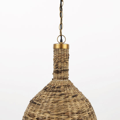 Campanile 16.0L x 16.0W x 27.0H Brown Whicker Pendant Light
