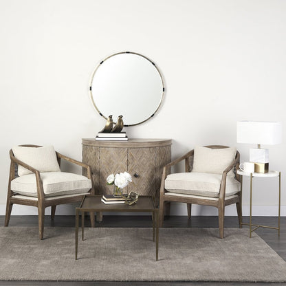 Stella 17L x 17W White Round Marble Top W/Gold Base Accent Table