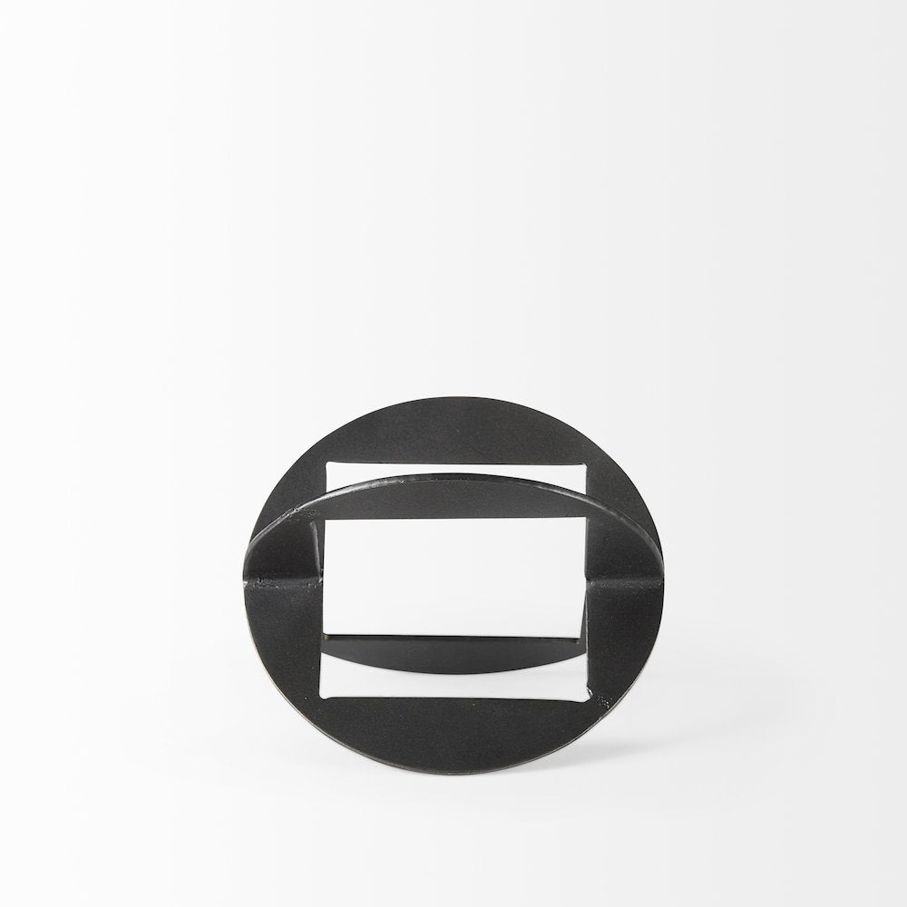 Black Iron Small Gunmetal Geometric Decorative Object