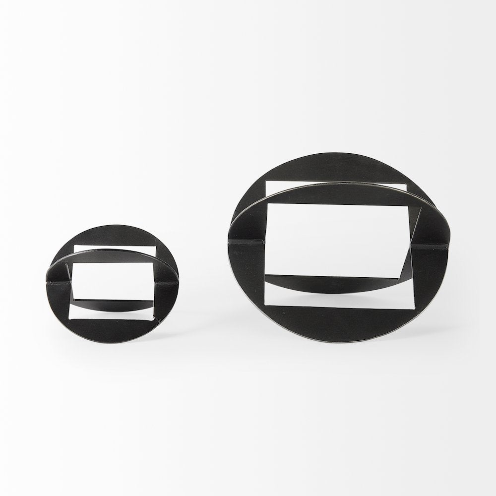 Black Iron Small Gunmetal Geometric Decorative Object