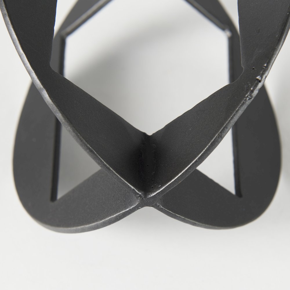 Black Iron Small Gunmetal Geometric Decorative Object