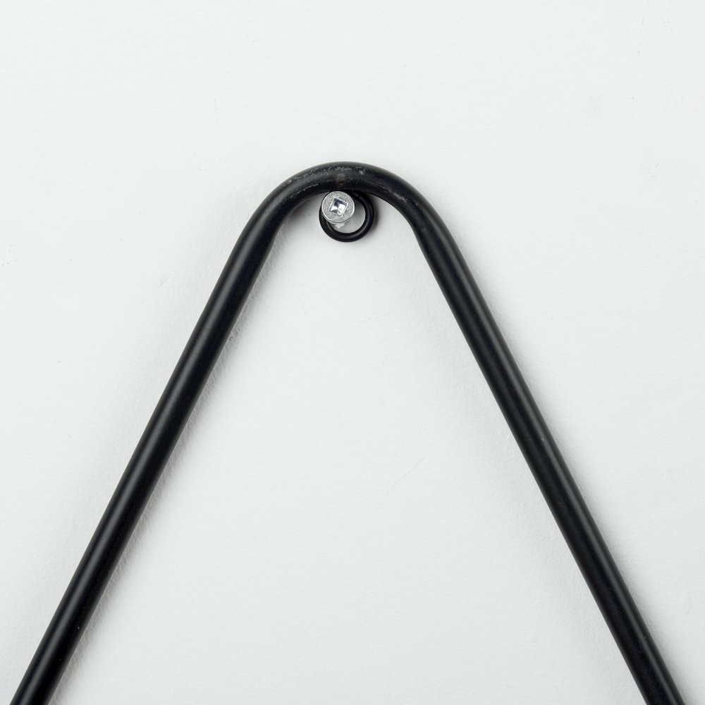 Set of Three Brown Wood W/ Black Metal Triangular Hanging Shelves