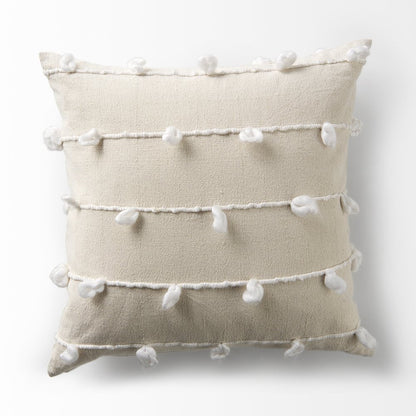 Erica 20 x 20 Cream With White Detail Decorative Pillow Cover