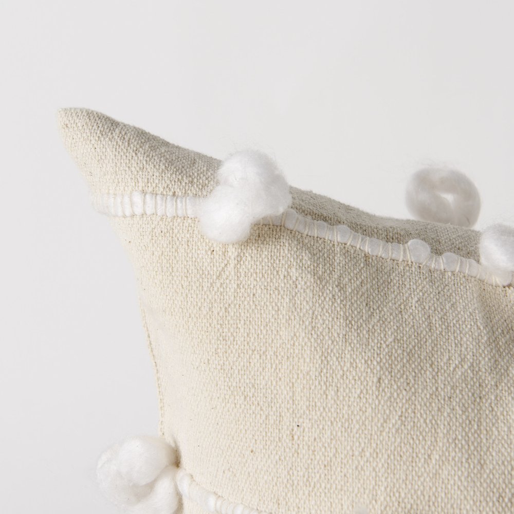 Erica 20 x 20 Cream With White Detail Decorative Pillow Cover