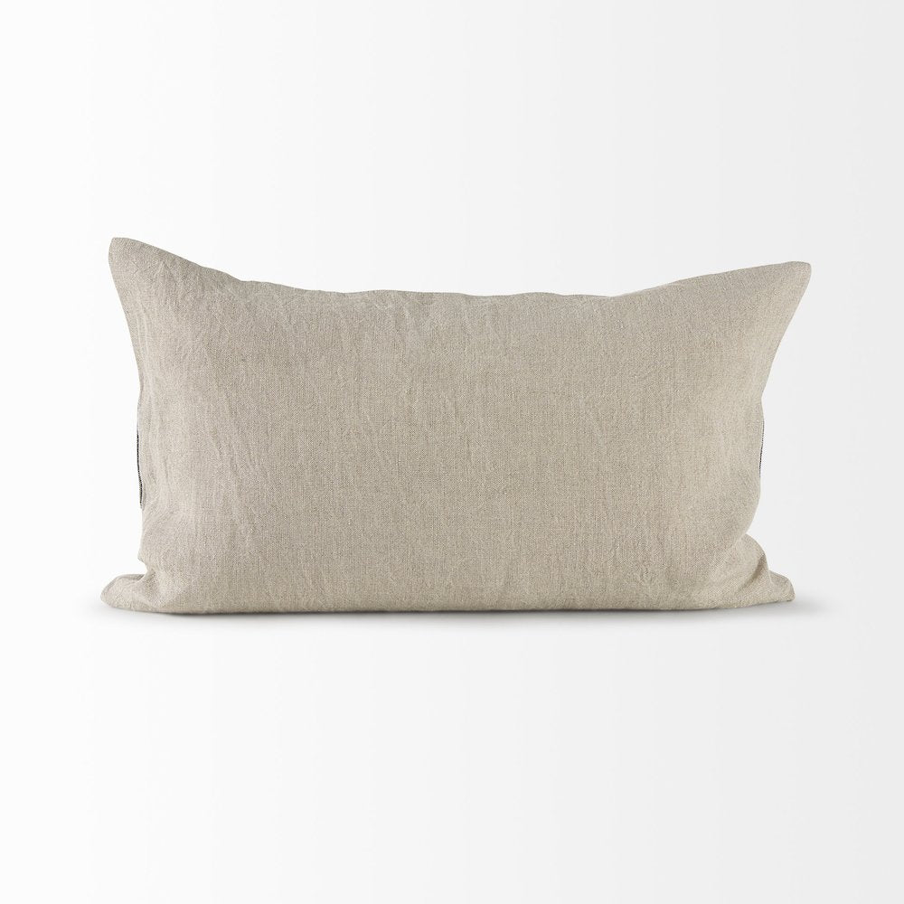 Raquel 13L x 21W Beige and Black Fabric Plaid Decorative Pillow Cover