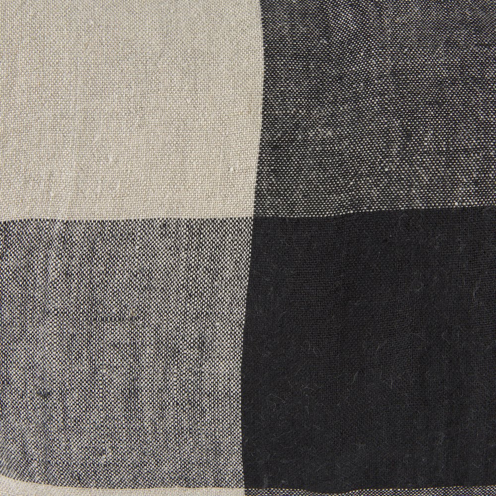 Raquel 13L x 21W Beige and Black Fabric Plaid Decorative Pillow Cover