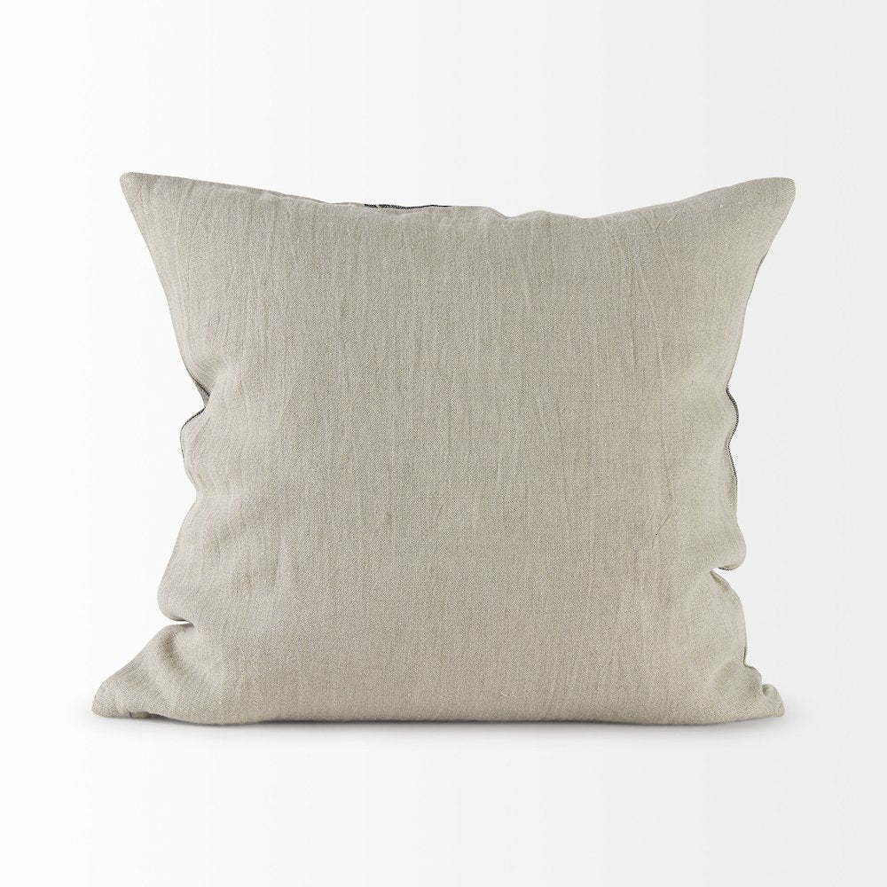 Raquel 18L x 18W Beige and Black Fabric Plaid Decorative Pillow Cover