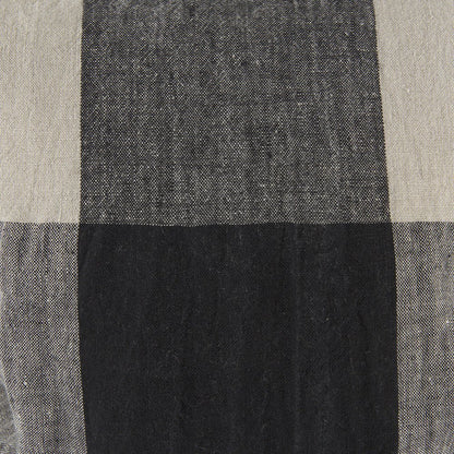Raquel 18L x 18W Beige and Black Fabric Plaid Decorative Pillow Cover