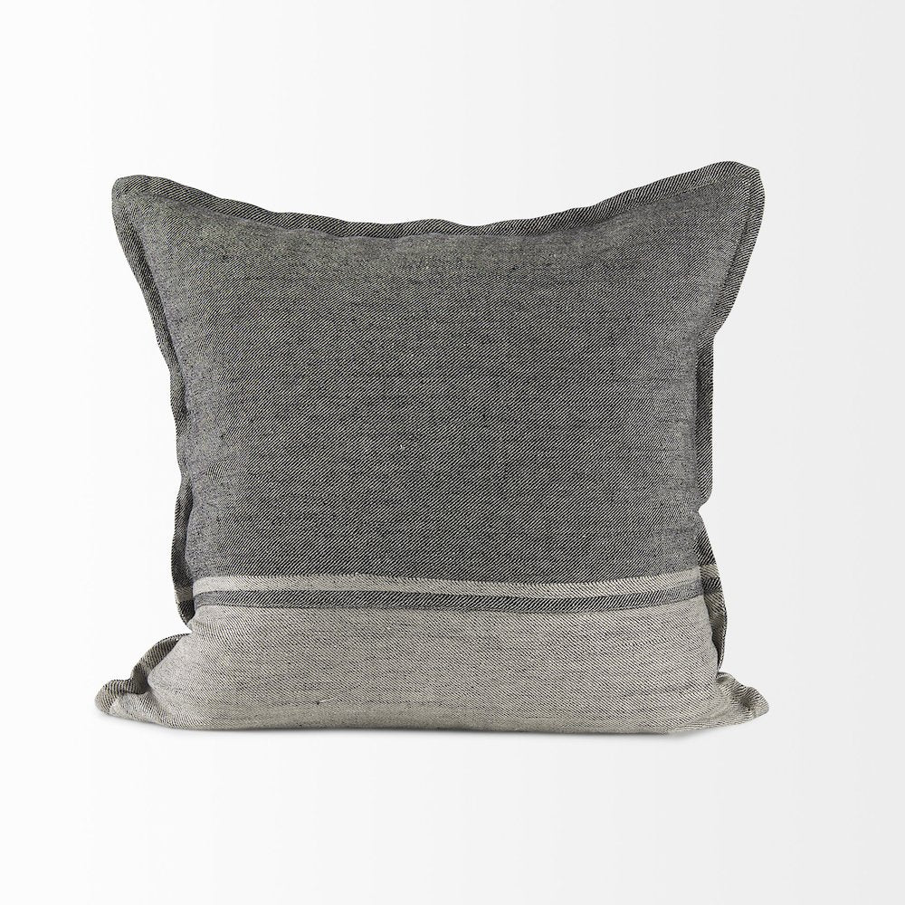 Light Gray and Dark Gray Fabric Color Blocked Decorative Pillow Cover