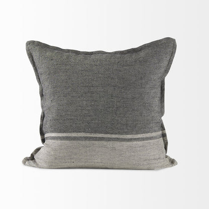 Light Gray and Dark Gray Fabric Color Blocked Decorative Pillow Cover