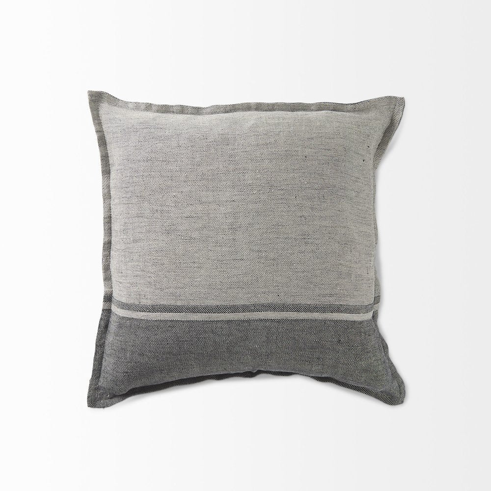 Light Gray and Dark Gray Fabric Color Blocked Decorative Pillow Cover