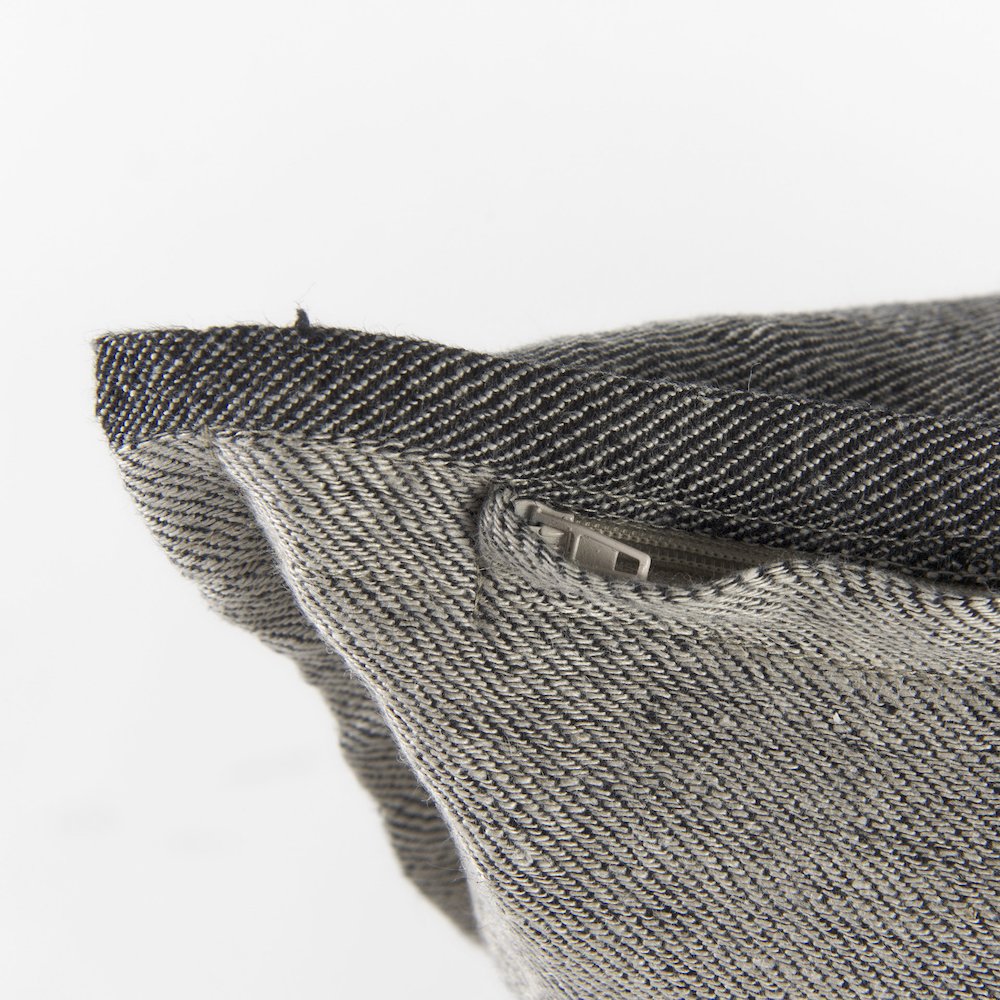 Light Gray and Dark Gray Fabric Color Blocked Decorative Pillow Cover