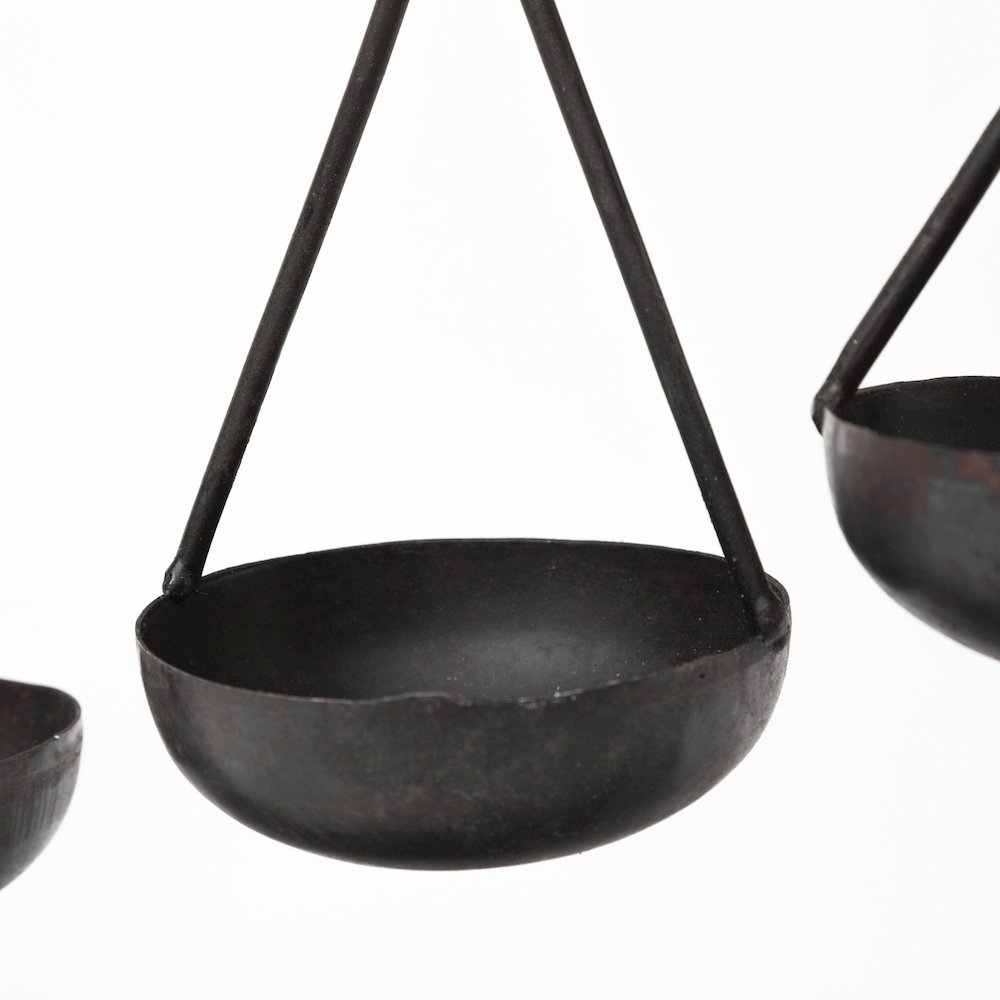 Enos 19L x 3W Black Metal 4 Bowl Ancient Spice Market Decorative Display