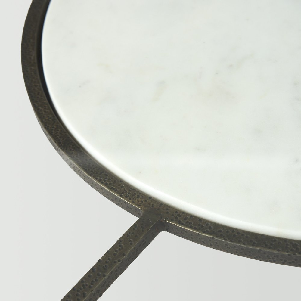 Felicity 36.0L x 36.0W x 16.0H Marble Top W/Iron Frame Coffee Table