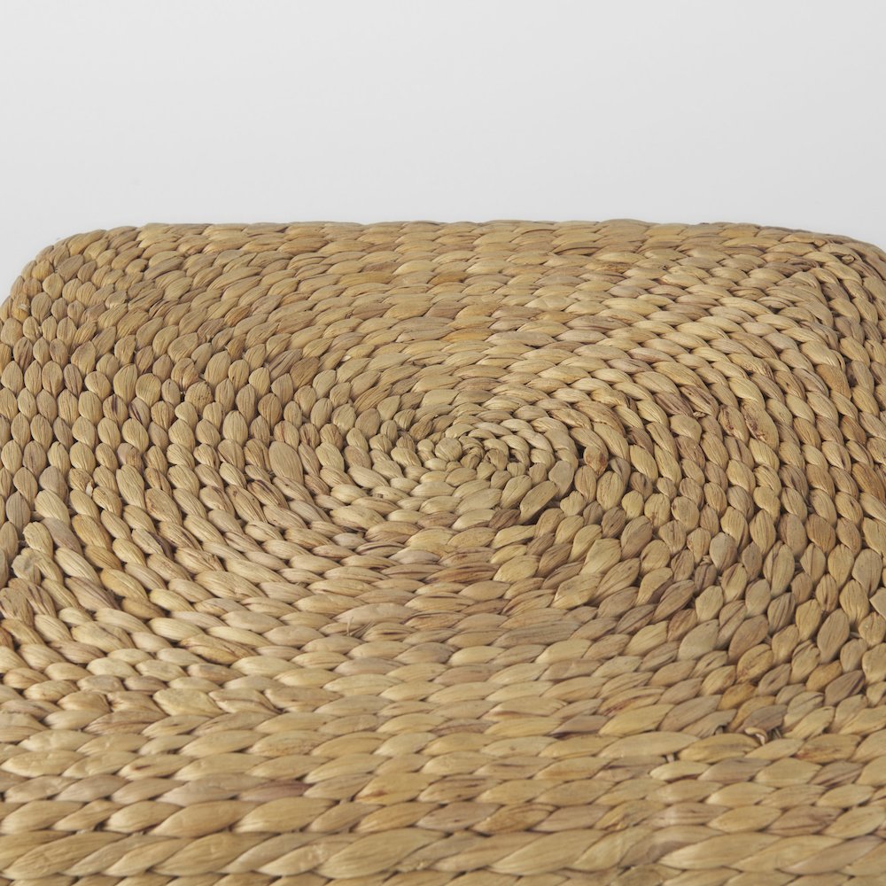 Light Brown W/Medium Brown Stripes Seagrass Square Pouf