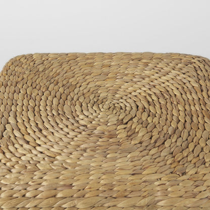 Light Brown W/Medium Brown Stripes Seagrass Square Pouf