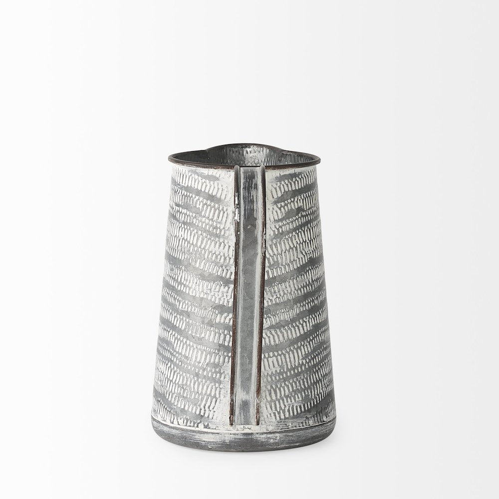 Serena I 8H Small Gray/White Textured Metal Jug