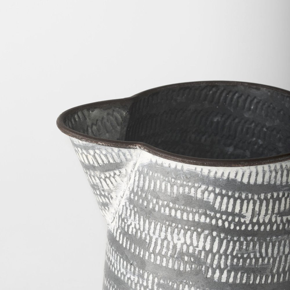 Serena I 8H Small Gray/White Textured Metal Jug