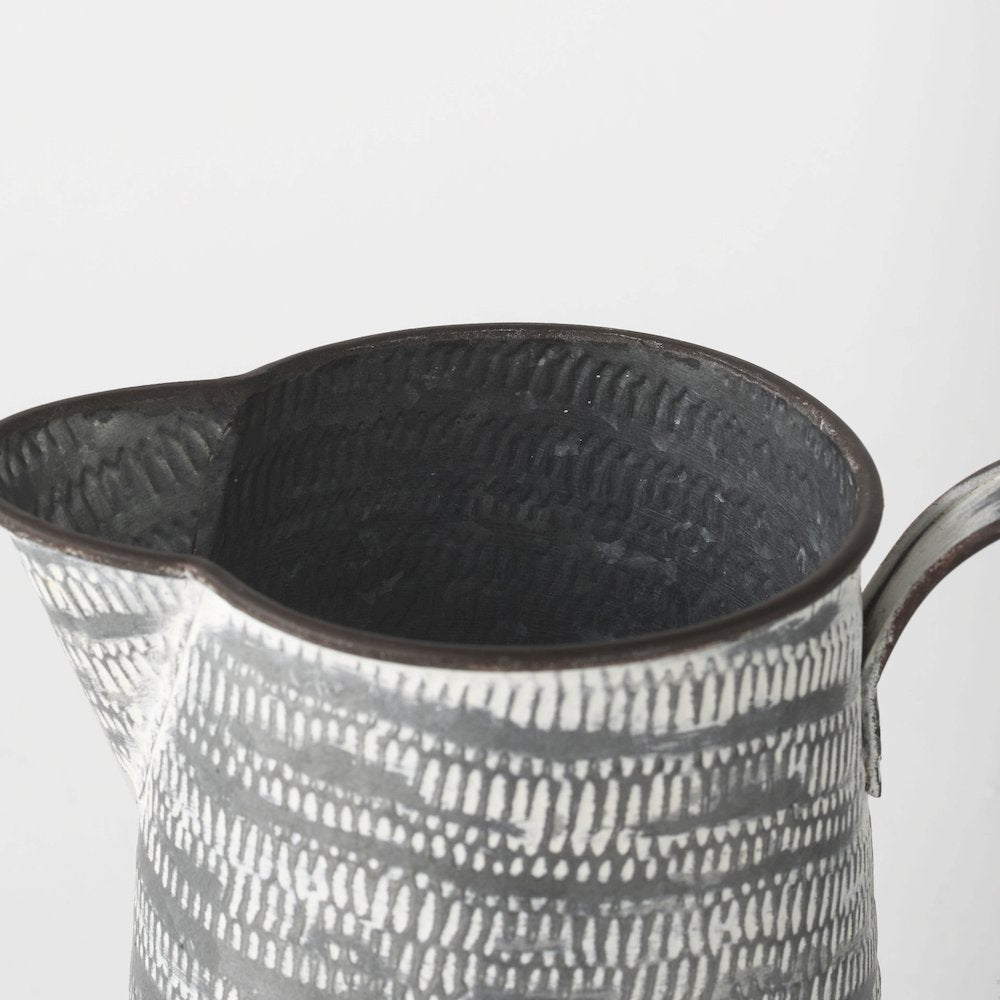 Serena I 8H Small Gray/White Textured Metal Jug