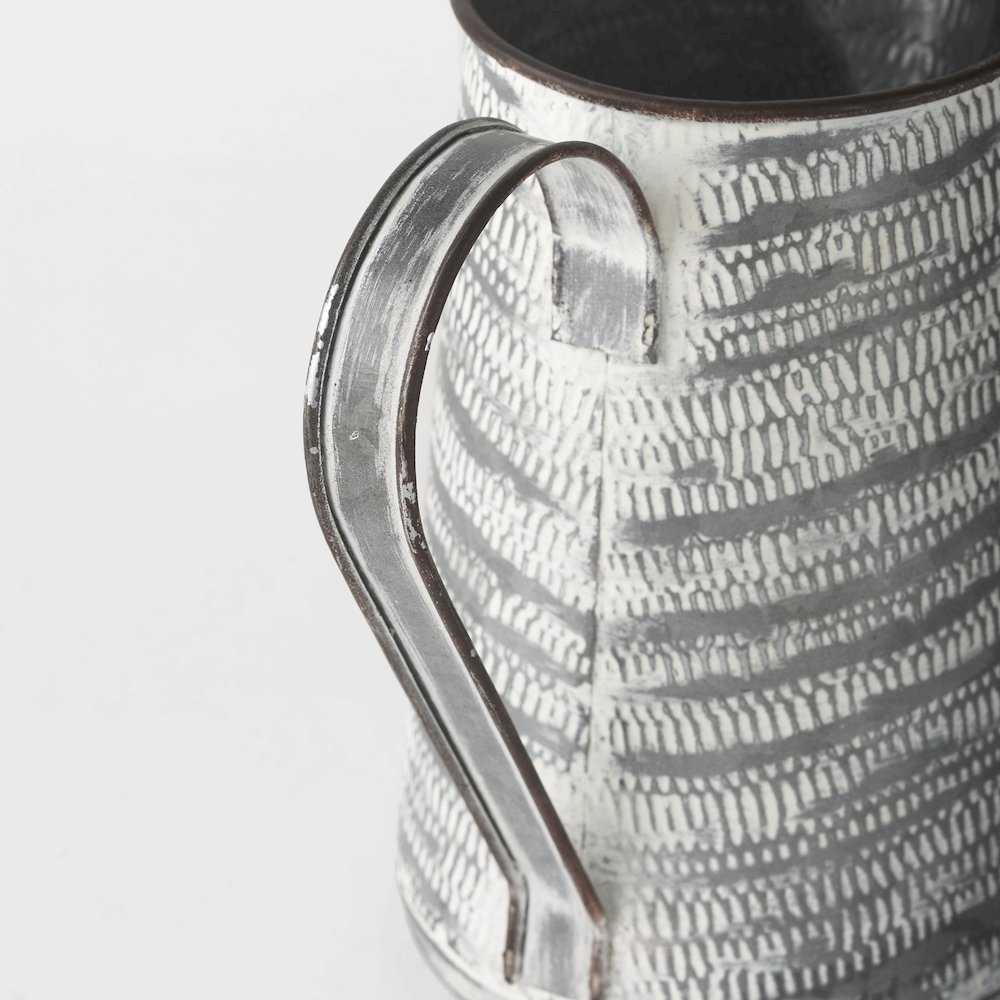 Serena I 8H Small Gray/White Textured Metal Jug