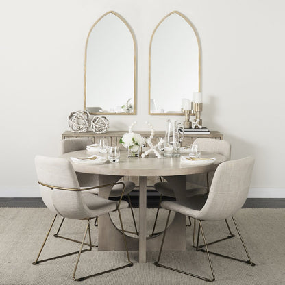Sawyer II Beige Fabric Wrap Gold Metal Frame Dining Chair