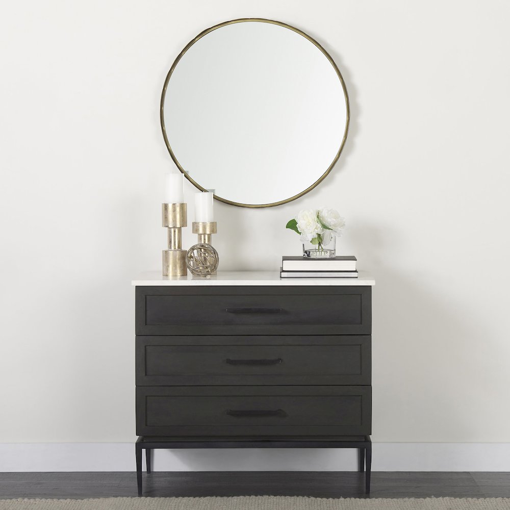 Adelaide 29.7" Gold Metal Scallop Edge Round Mirror