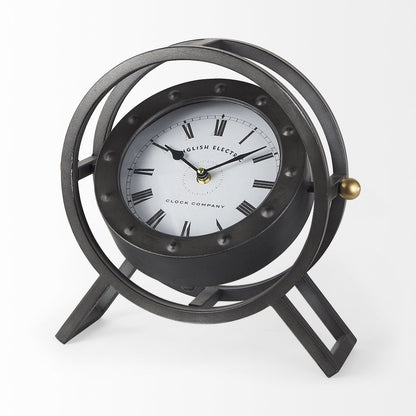 Gaston Gray Metal Circular Table Clock