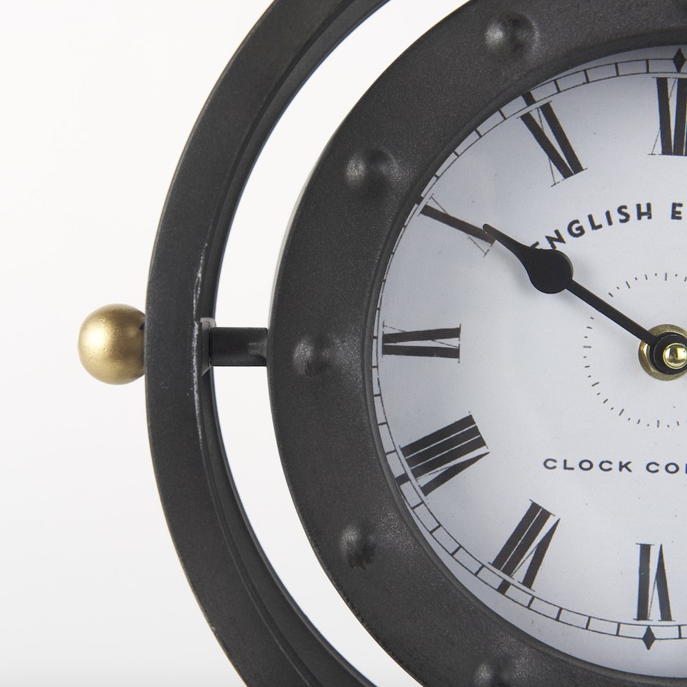 Gaston Gray Metal Circular Table Clock