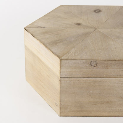 Elyse (Set of 2) 14L x 12W Brown Wooden Hexagonal Boxes