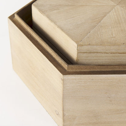 Elyse (Set of 2) 14L x 12W Brown Wooden Hexagonal Boxes