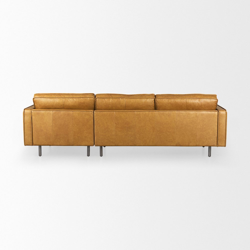 D'Arcy 111"L x 70"D x 33"H Tan Leather Right Chaise Sectional