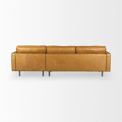 D'Arcy 111"L x 70"D x 33"H Tan Leather Right Chaise Sectional