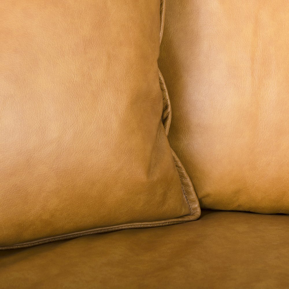 D'Arcy 111"L x 70"D x 33"H Tan Leather Right Chaise Sectional