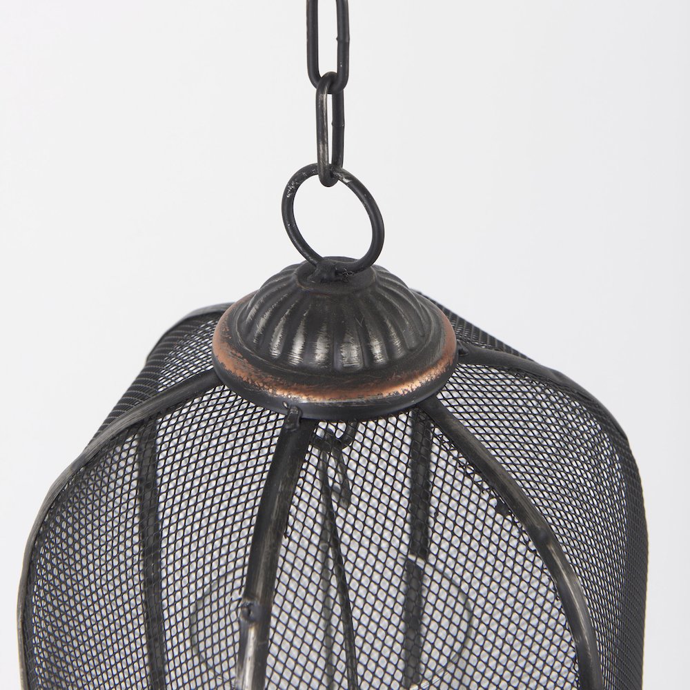 Jutland Set of Three Black Metal Bird Cage Candle Holder Lanterns