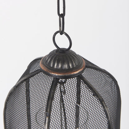Jutland Set of Three Black Metal Bird Cage Candle Holder Lanterns