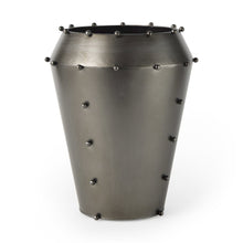 Elio 12.2H Large Gun Metal Gray Metal W/Studs Vase