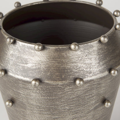 Elio  9.1H Small Champagne Metal W/Studs Vase
