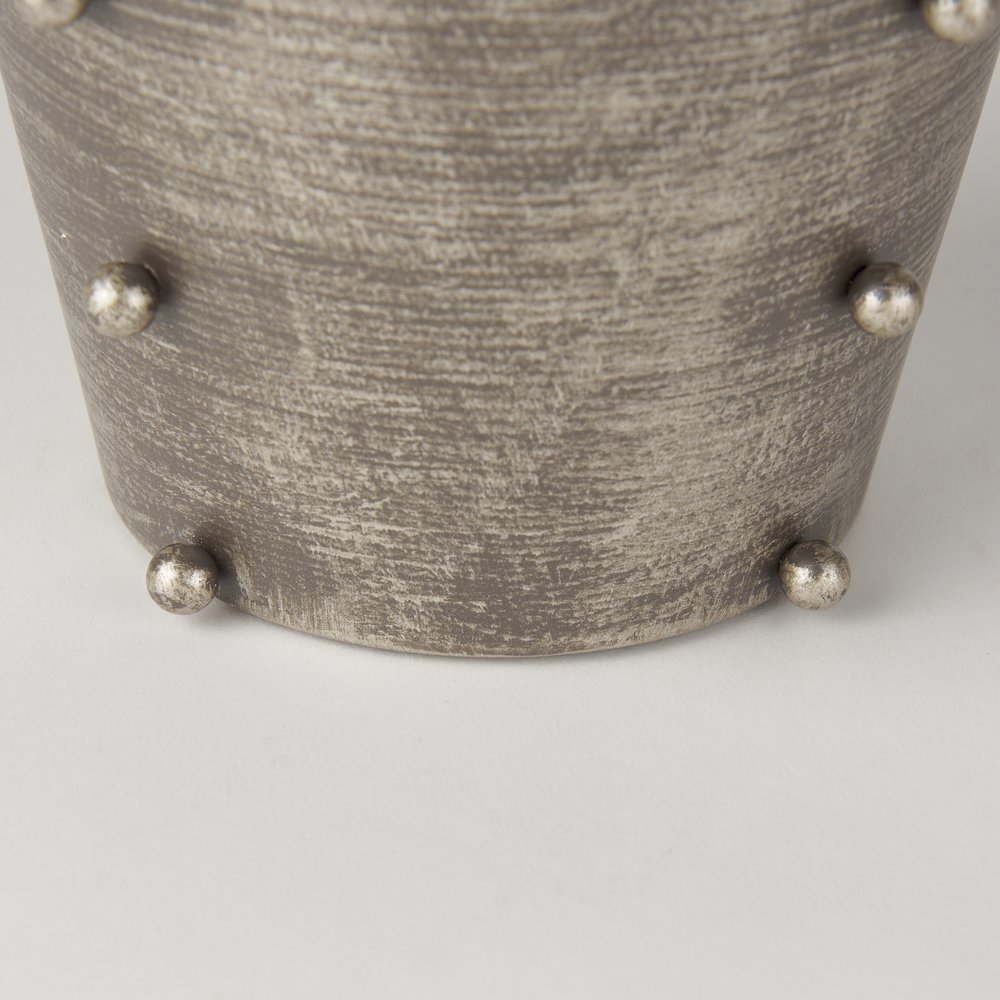 Elio  9.1H Small Champagne Metal W/Studs Vase