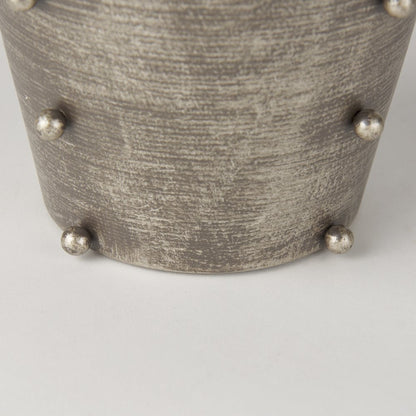 Elio  9.1H Small Champagne Metal W/Studs Vase
