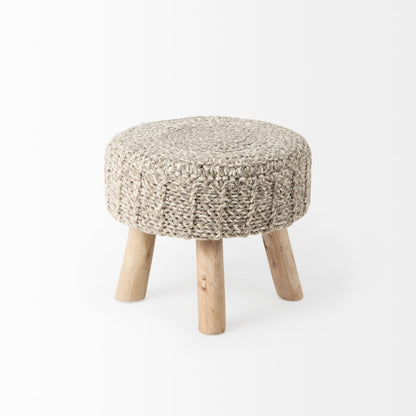 Bina 19.0L x 19.0W x 15.0H Taupe 4 Legged Wool Stool
