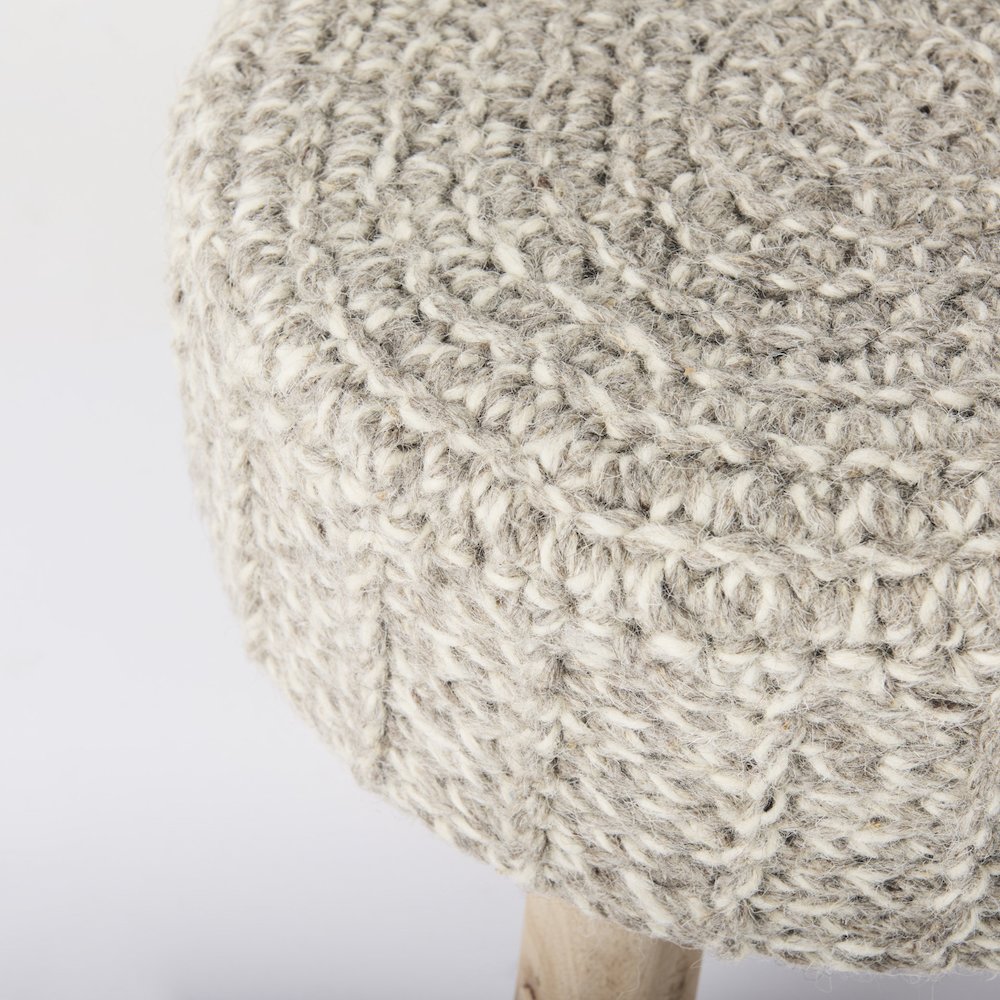 Bina 19.0L x 19.0W x 15.0H Taupe 4 Legged Wool Stool
