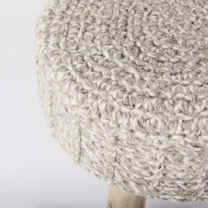 Bina 19.0L x 19.0W x 15.0H Taupe 4 Legged Wool Stool