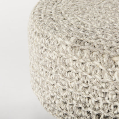 Bina  24.0L x 24.0W x 14.0H Light Gray 4 Legged Wool Stool