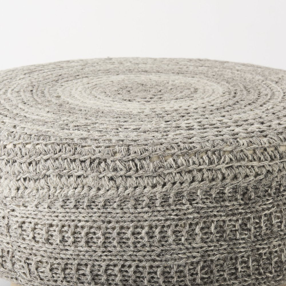 Bina 30.0L x 30.0W x 15.0H Dark Gray 4 Legged Wool Stool